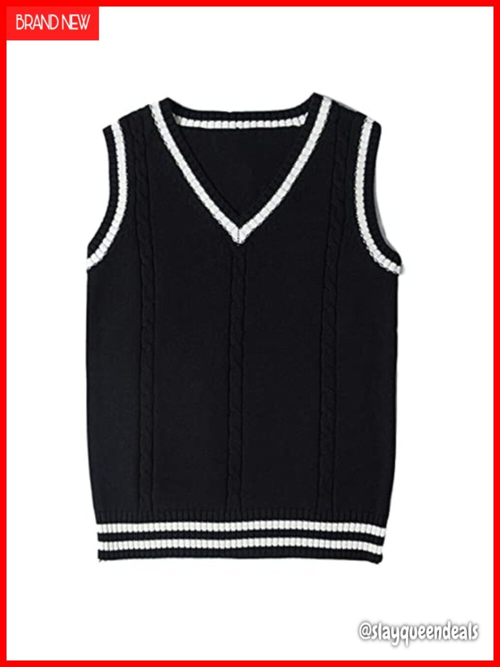 V Neck Sweater Vest Sleeveless Cotton Knit Pullover Tank Top School Uniform